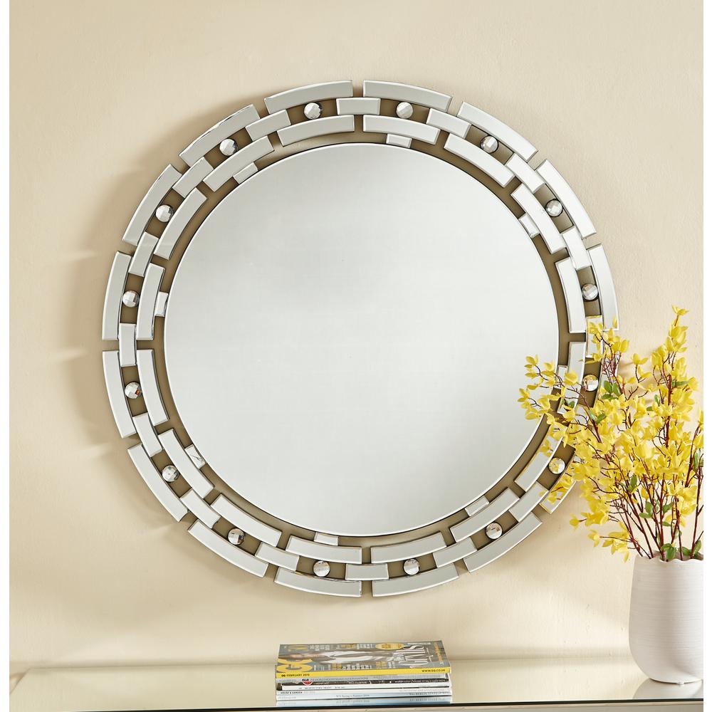 Sparkle 36 in. Contemporary Round Mirror in Clear