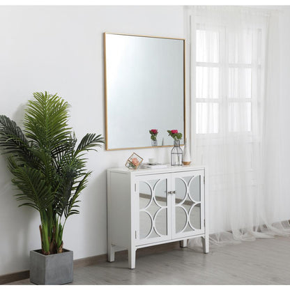 Metal frame rectangle mirror 36 inch in Brass
