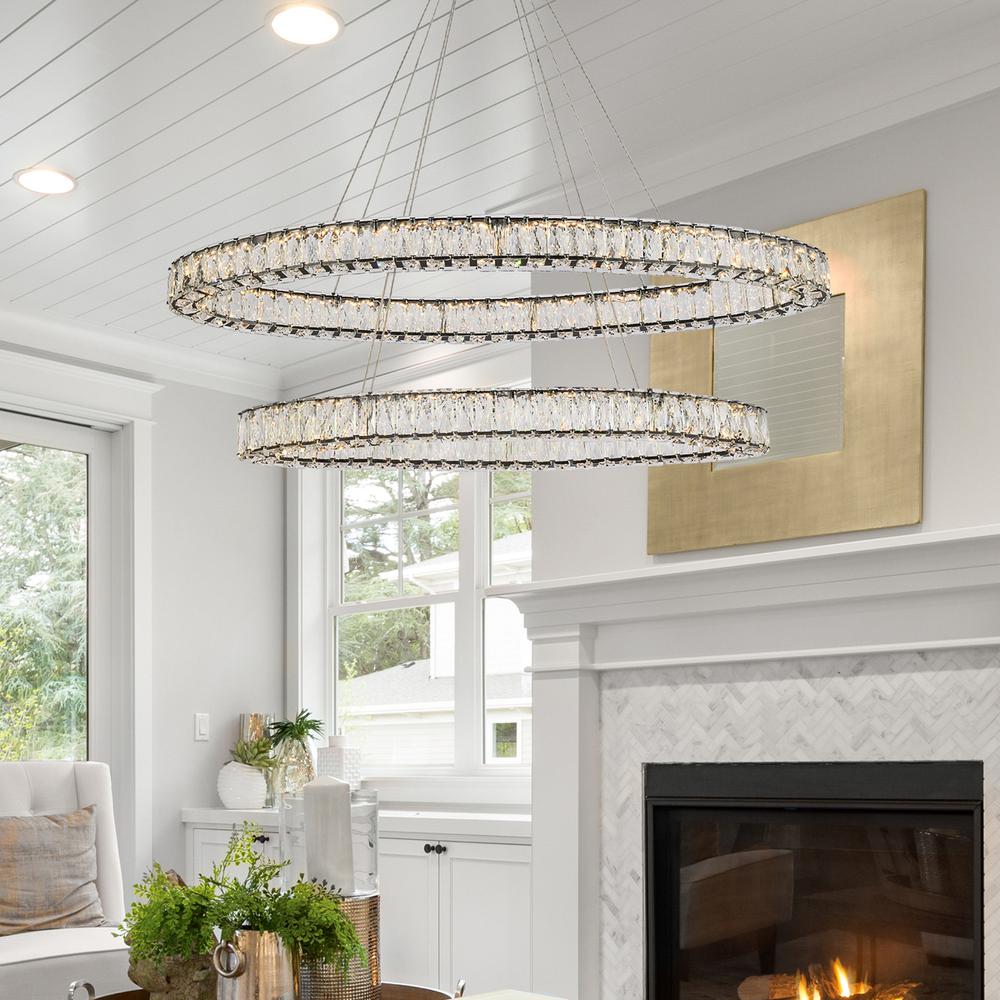 Monroe 48 inch LED oval double ring pendant in black