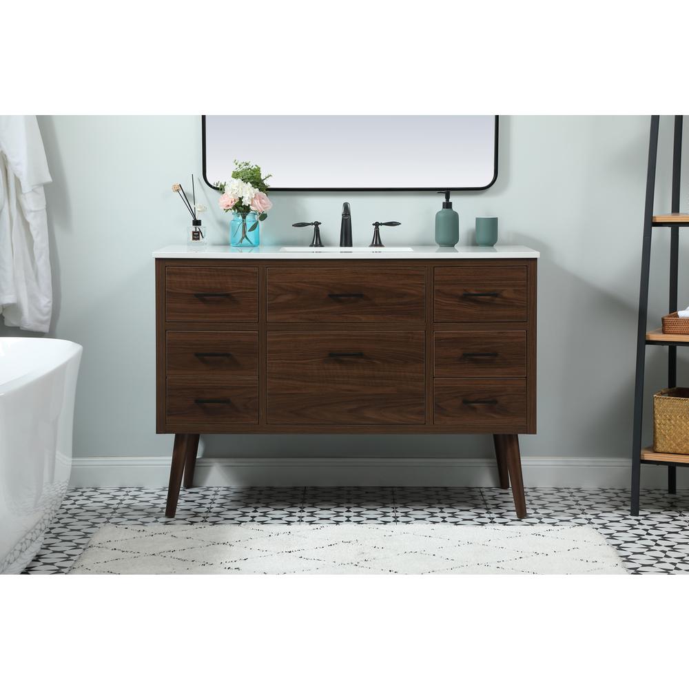 48 inch Single bathroom vanity in walnut