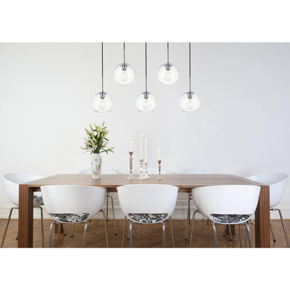 Baxter 5 Lights Chrome Pendant With Clear Glass