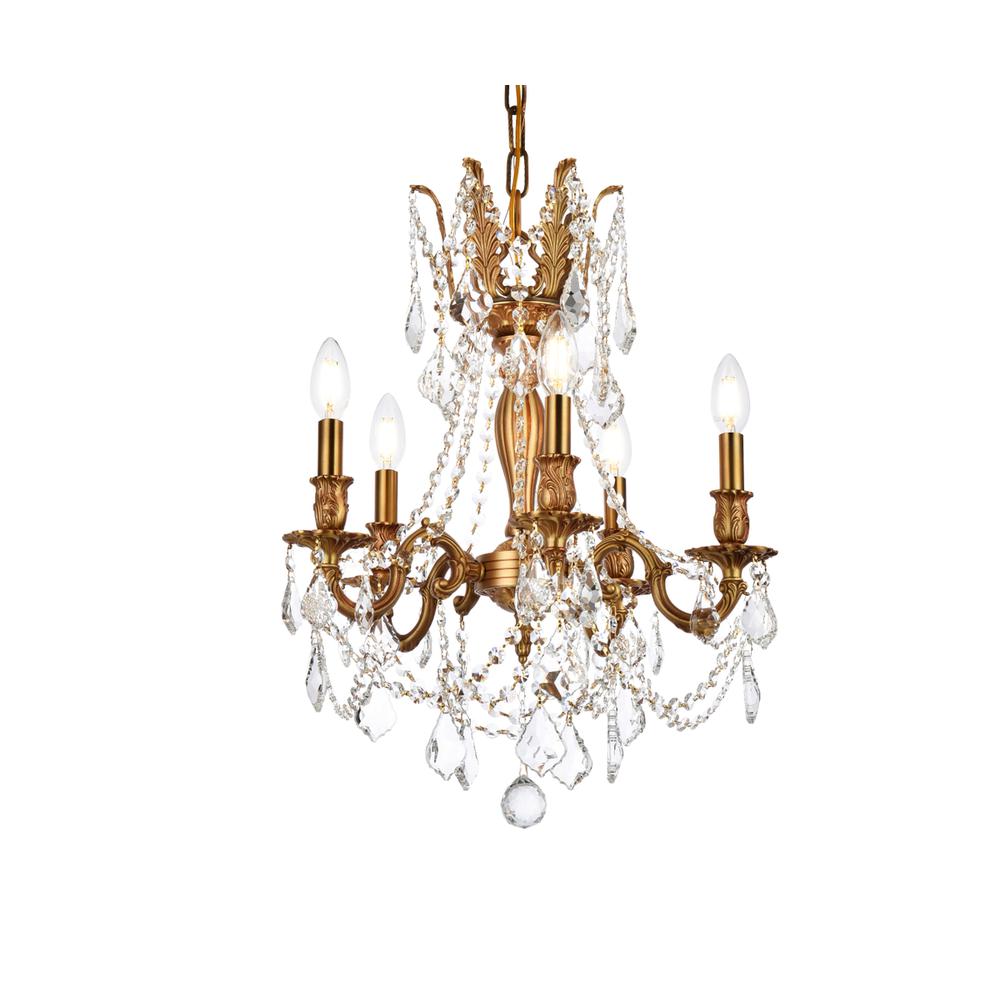 Rosalia 5 light French Gold Pendant Clear Royal Cut Crystal