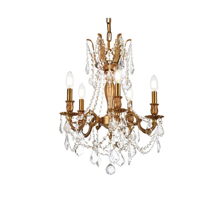 Rosalia 5 light French Gold Pendant Clear Royal Cut Crystal