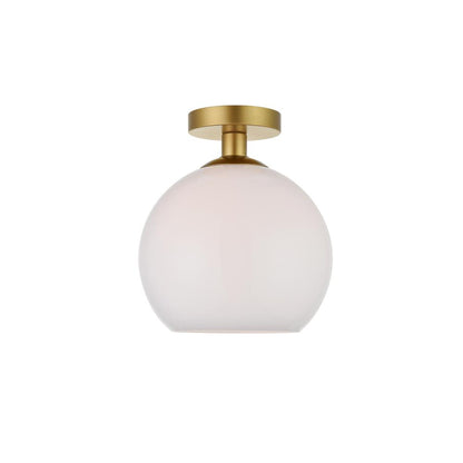 Baxter 1 Light Brass Flush Mount With Frosted White Glass