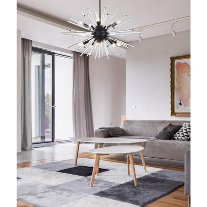 Sienna 32 inch crystal rod pendant in black
