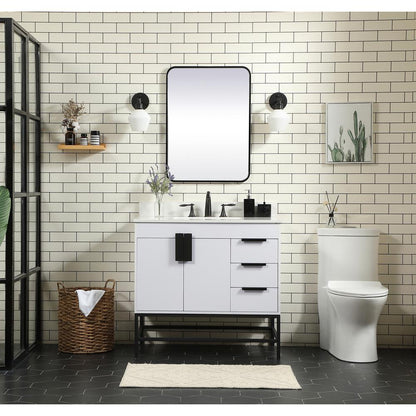 36 inch Single bathroom vanity in white with backsplash
