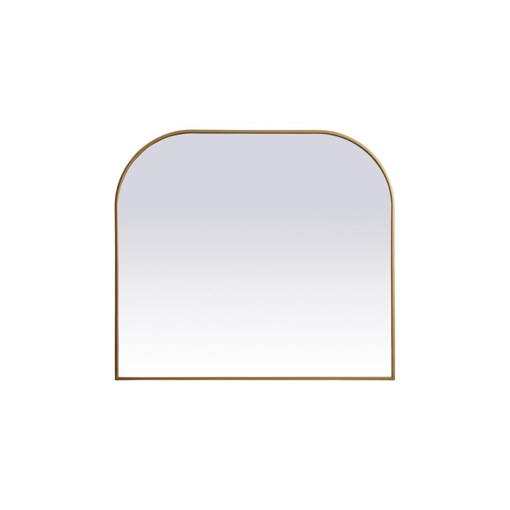 Metal Frame Arch Mirror 42x38 Inch in Brass