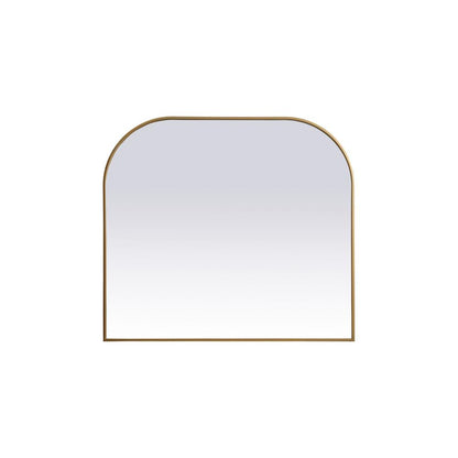 Metal Frame Arch Mirror 42x38 Inch in Brass