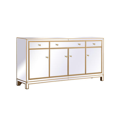 Reflexion 72 in. mirrored credenza in gold