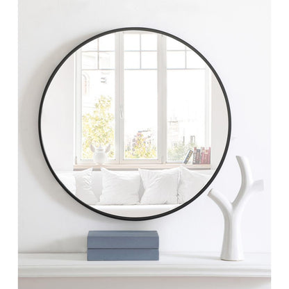 Metal frame Round Mirror 28 inch Black finish