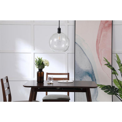 Emett 1 light Black and Clear glass pendant