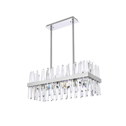Serephina 30 inch crystal rectangle chandelier light in chrome