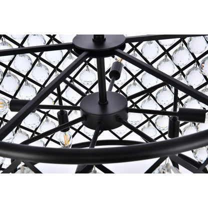 Madison 8 light Matte Black Chandelier Clear Royal Cut Crystal