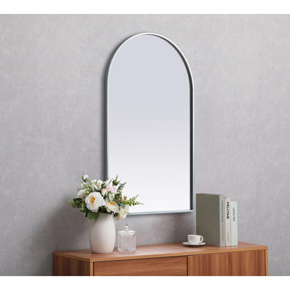 Metal Frame Arch Mirror 22x36 Inch in Silver