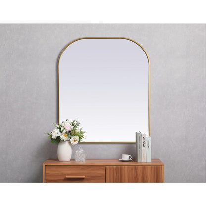 Metal Frame Arch Mirror 36x42 Inch in Brass