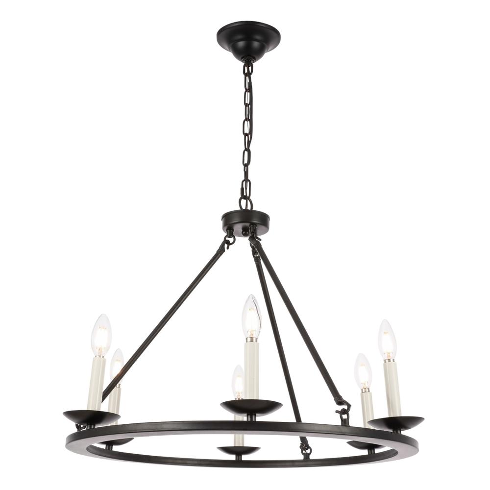 Maine 6 light Black chandelier