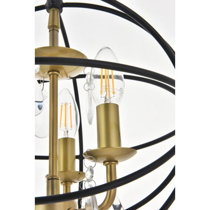Wallace 3 light Matte Black and Brass Pendant