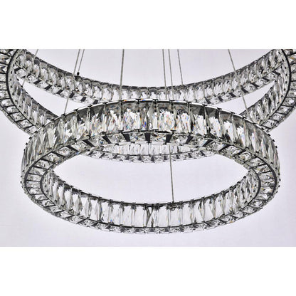 Monroe 41 inch LED triple ring chandelier in black