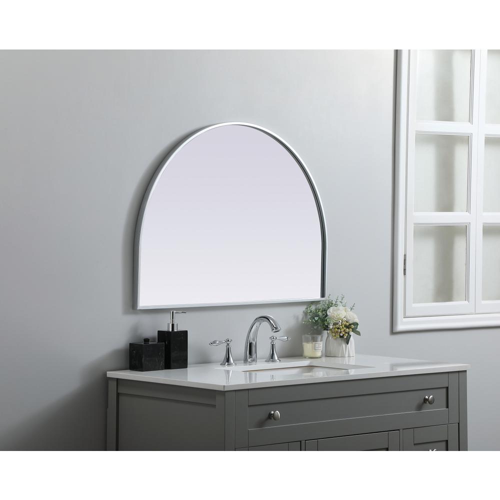 Metal Frame Arch Mirror 33x24 Inch in Silver