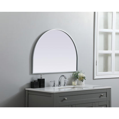 Metal Frame Arch Mirror 33x24 Inch in Silver