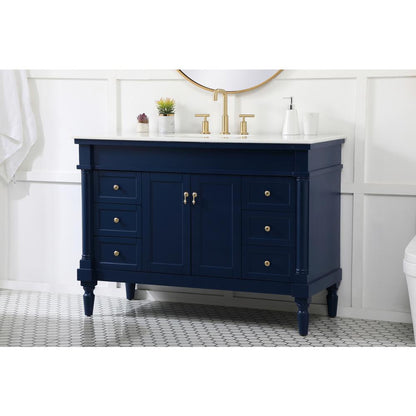 48 inch Single bathroom vanity in blue