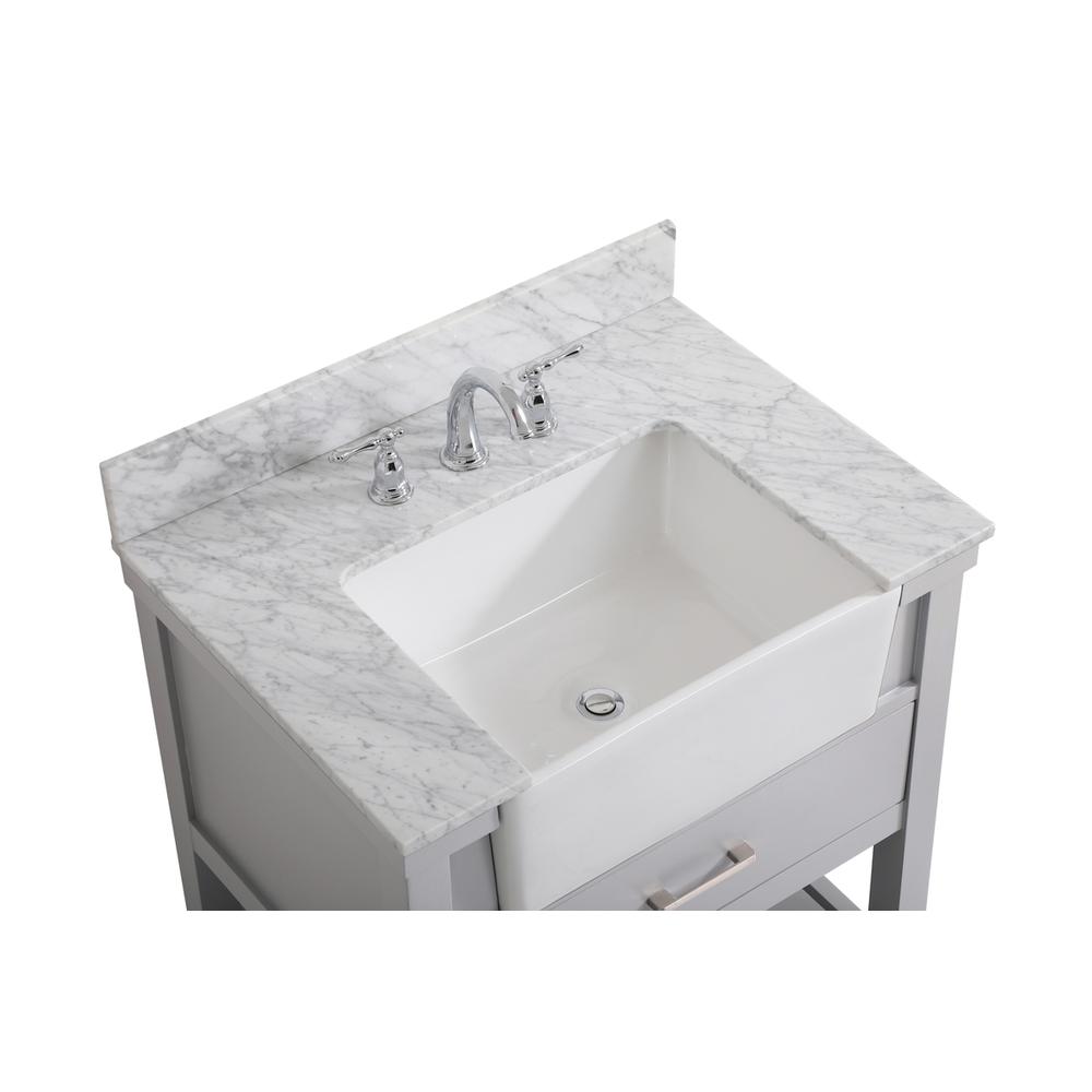 30 inch Single bathroom vanity in grey with backsplash