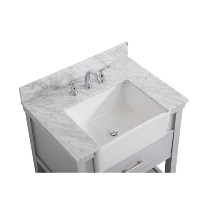 30 inch Single bathroom vanity in grey with backsplash