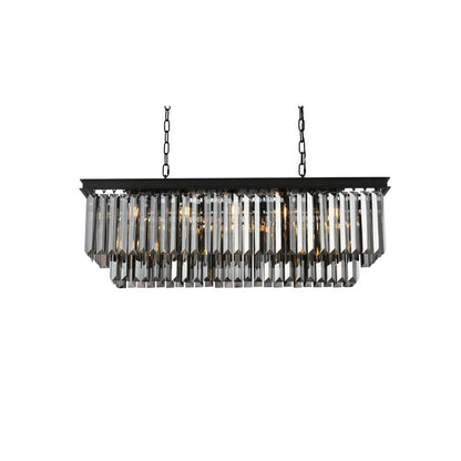 Sydney 12 light Matte Black Chandelier Silver Shade (Grey) Royal Cut Crystal