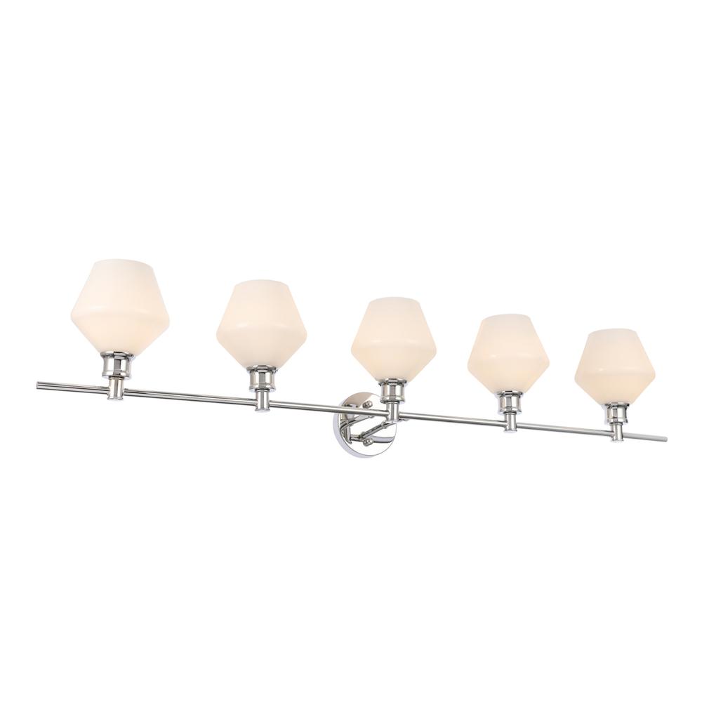 Gene 5 light Chrome and Frosted white glass Wall sconce