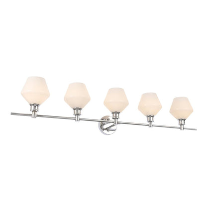 Gene 5 light Chrome and Frosted white glass Wall sconce