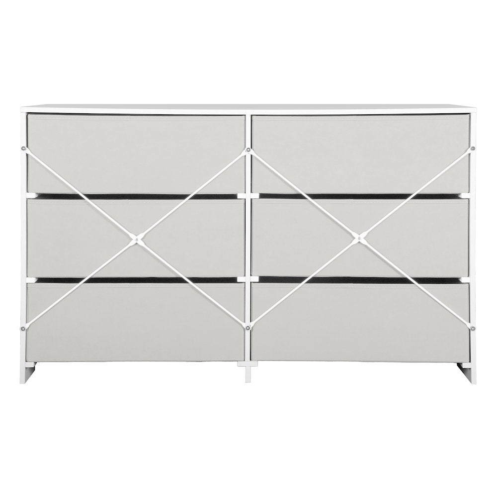 6-Drawer Dresser with Large Fabric Drawers, White