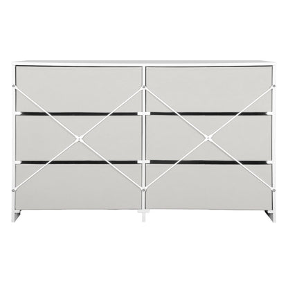 6-Drawer Dresser with Large Fabric Drawers, White