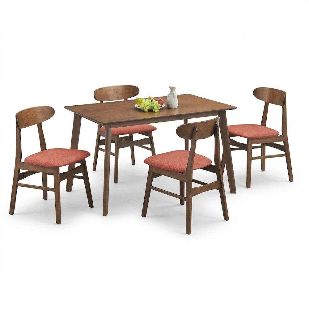 Furniture Morocco 5-Piece Mid-Century Wood Dining Set in Orange
