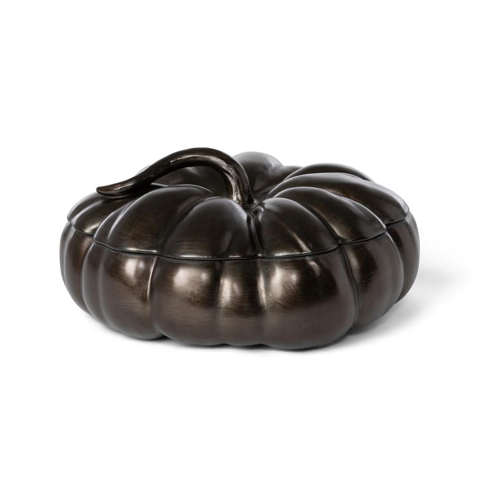Bronze Lidded Ceramic Pumpkin Bowl, Large