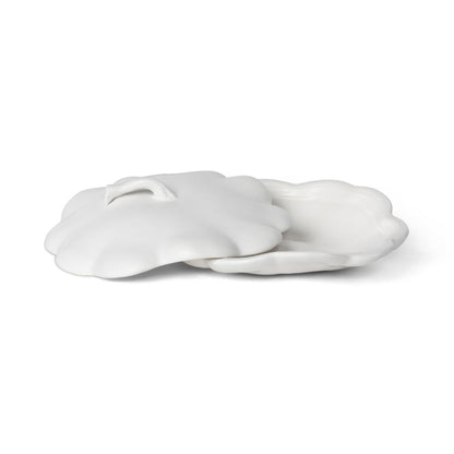Matte White Lidded Ceramic Pumpkin Bowl, Small