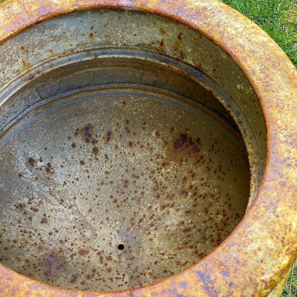Large Metal Portico Urn w/ Tall Pedestal