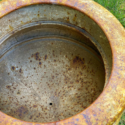 Large Metal Portico Urn w/ Tall Pedestal