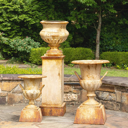 Fluted Metal Urn w/ Pedestal, Large