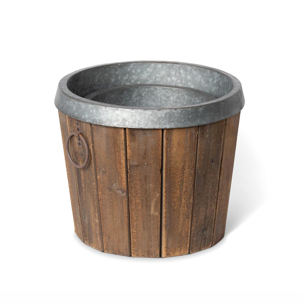 Galvanized Lined Wooden Planters, Set of 2