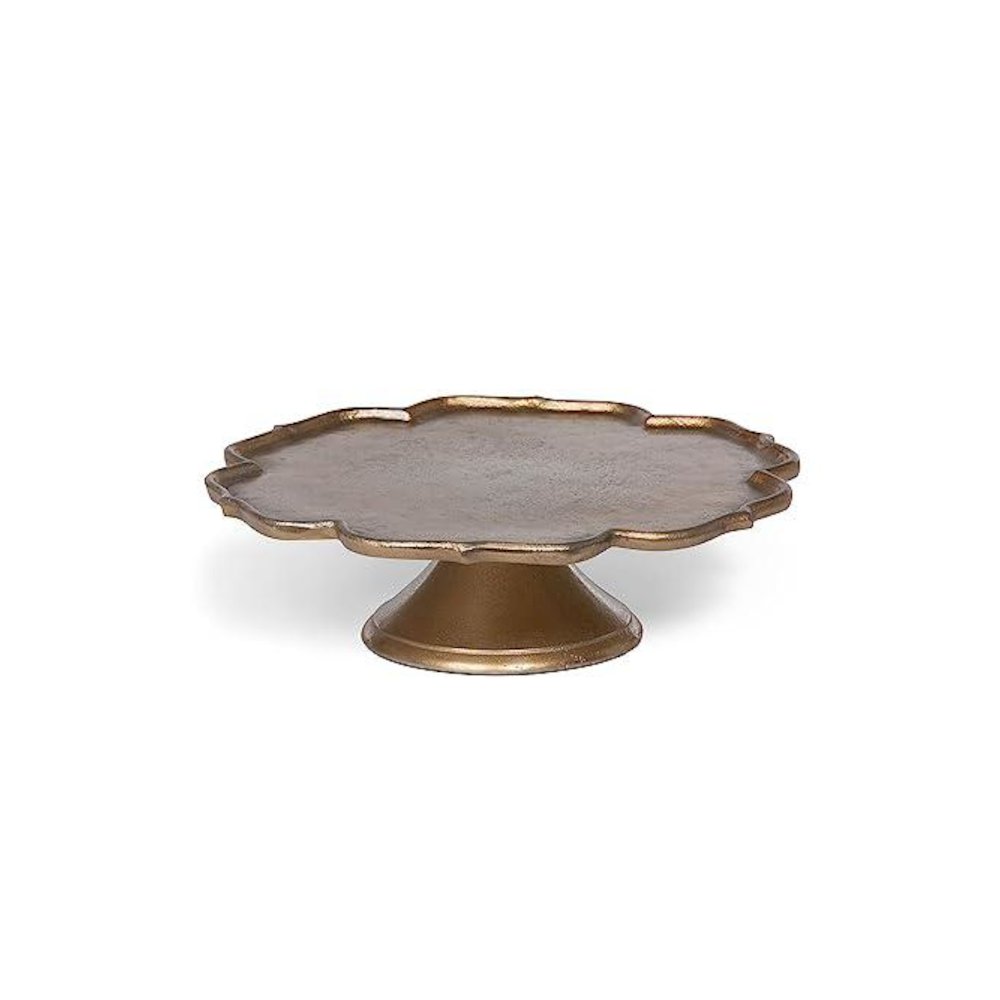 Scalloped Edge Cast Aluminum Cake Plate, 15 in.