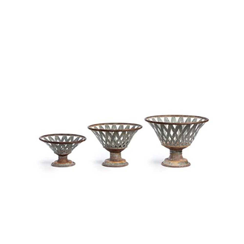 Woven Metal Footed Bowl, Set of 3