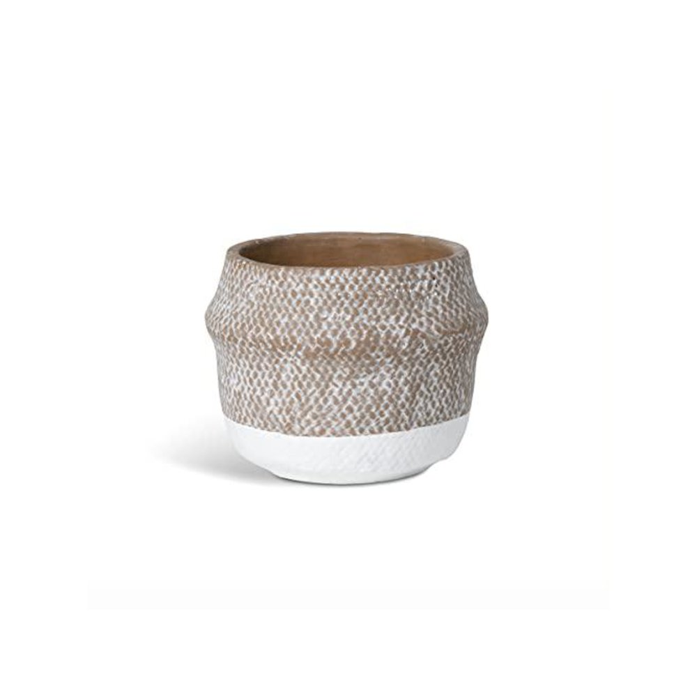 Woven Pattern Cement Pot, Medium