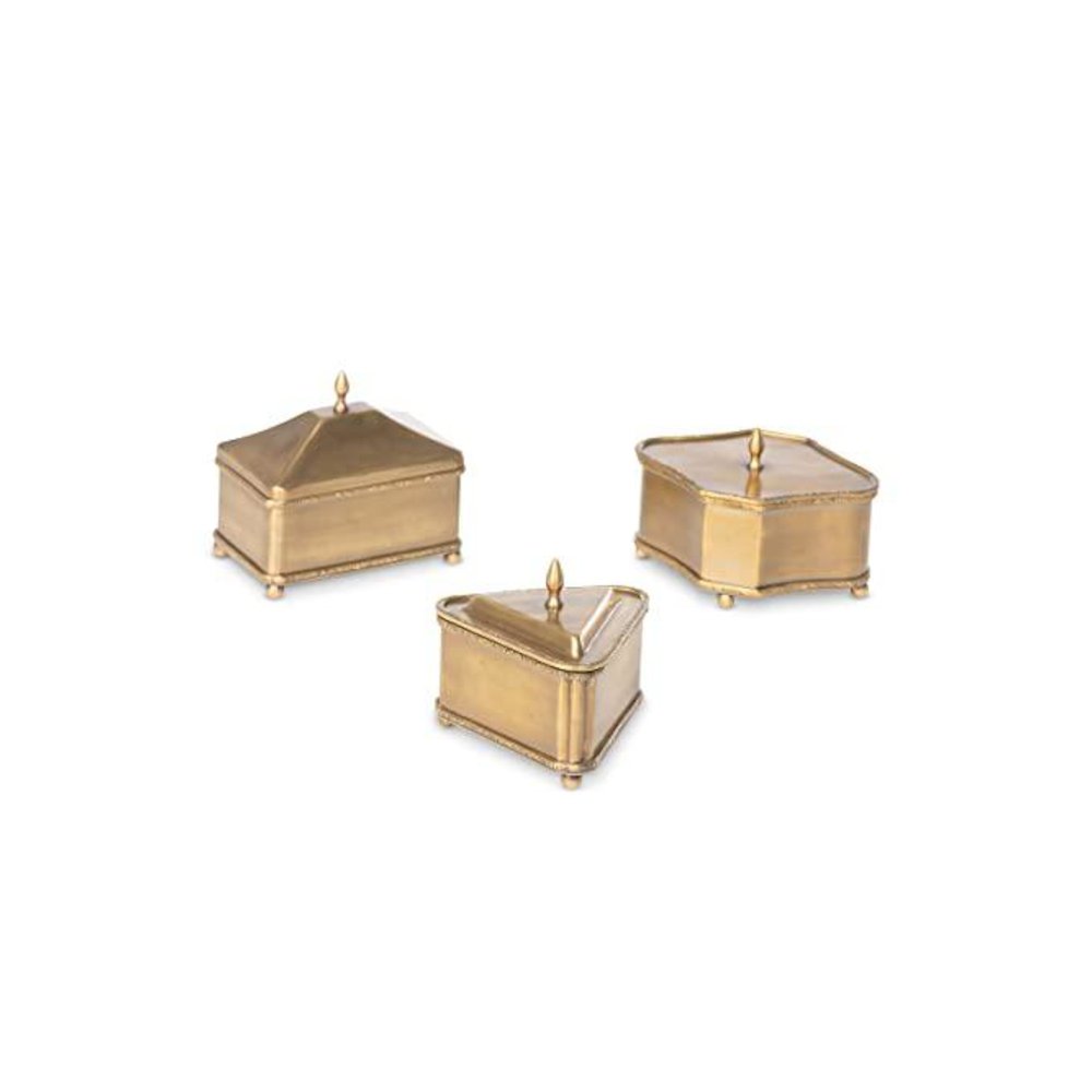 Brass Escritoire Boxes, Set of 3