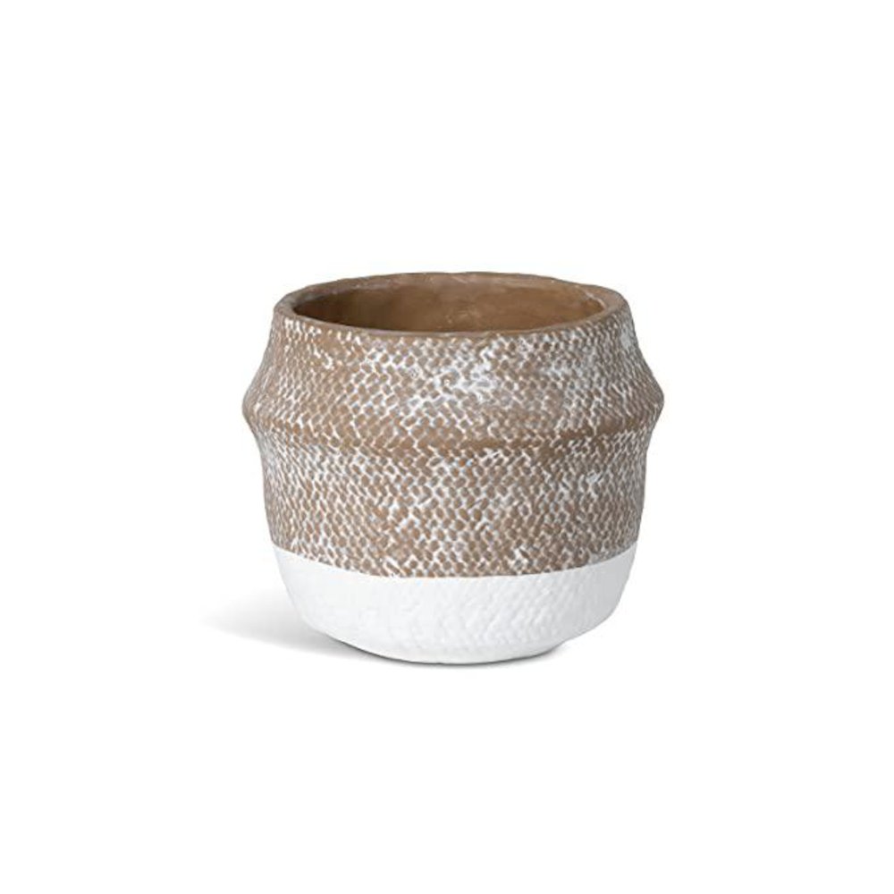 Woven Pattern Cement Pot, Large