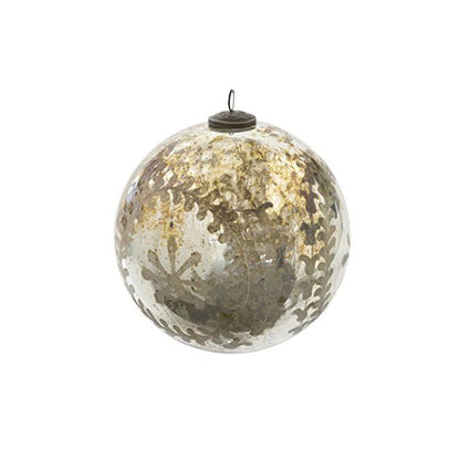 Chateau Etched Mercury Glass Ball Ornament Large