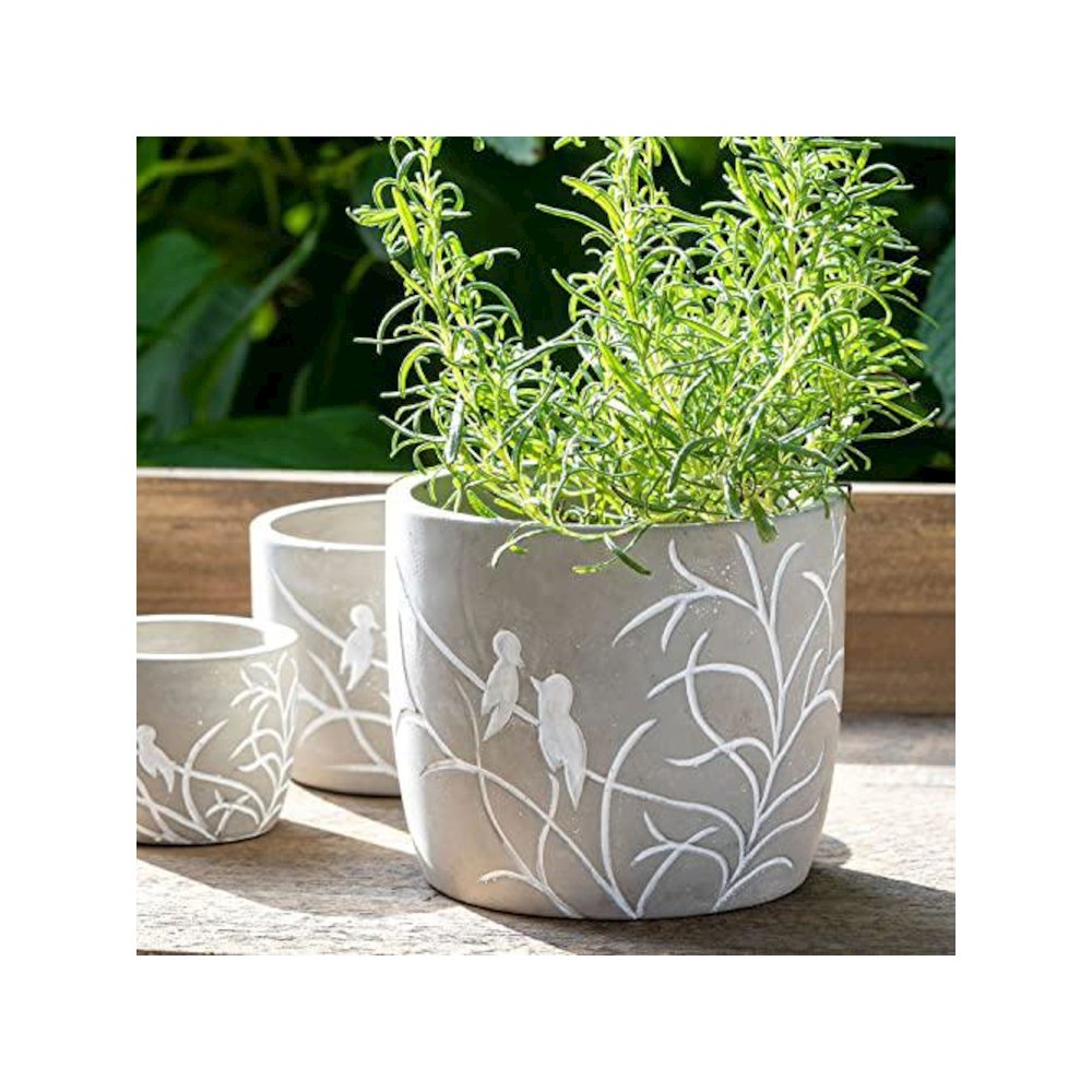 Lovebirds Silouette Cement Pot, Large