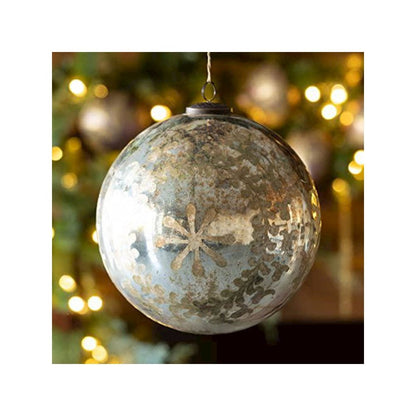 Chateau Etched Mercury Glass Ball Ornament Large