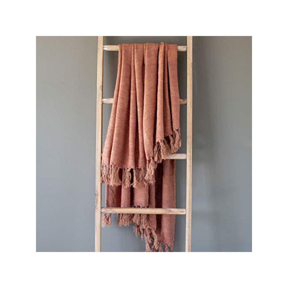 Washed Linen Throw, Faded Coral