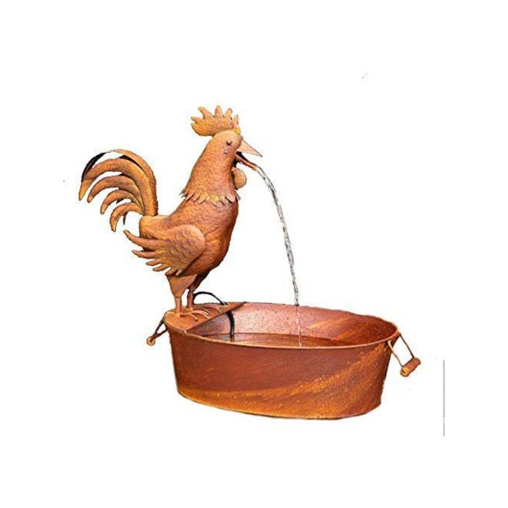 Folk Art Rooster Fountain