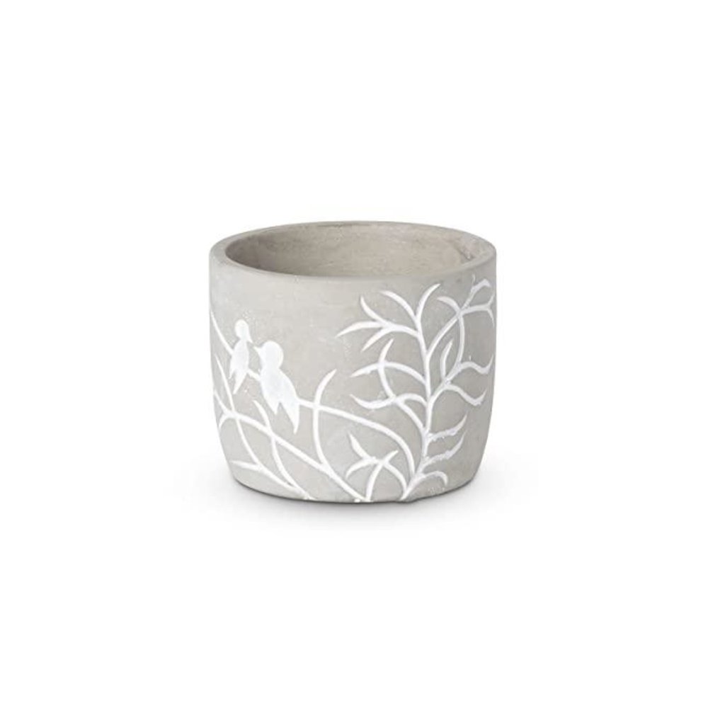 Lovebirds Silouette Cement Pot, Medium